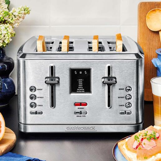 Gastroback Design-Toaster Digital 4S Hightech-Toaster neuester Stand. Top-Bewertungen. Smarte Funktionen. Cooles Edelstahl-Design. Qualität von Profi-Ausstatter Gastroback.