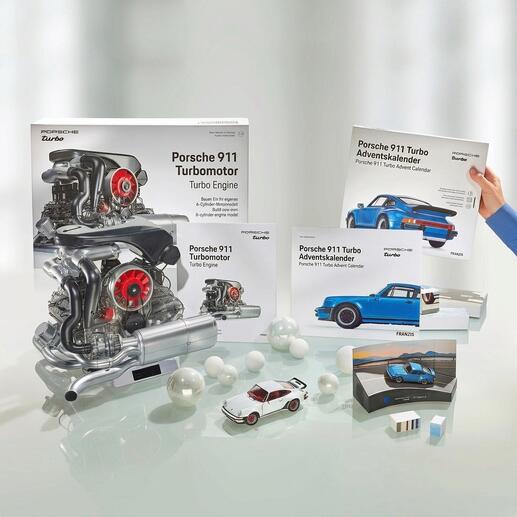 Porsche 911 Turbo Modellbaukasten mit Motor und Anleitungen.