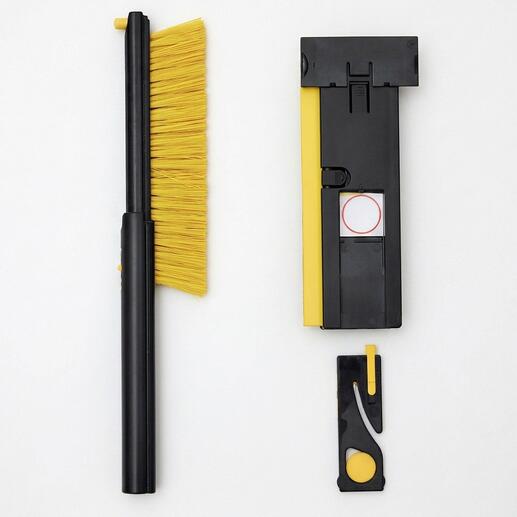 8-in-1 KFZ-Multitool mit Besen und Schaber in geöffnetem Zustand.