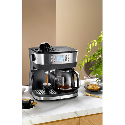 Espresso-/Filterkaffee-Duo Gourmetmaschine auf einer Küchenarbeitsplatte.