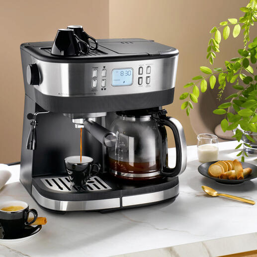 Espresso-/Filterkaffee-Duo Gourmetmaschine auf einer Küchenarbeitsplatte.
