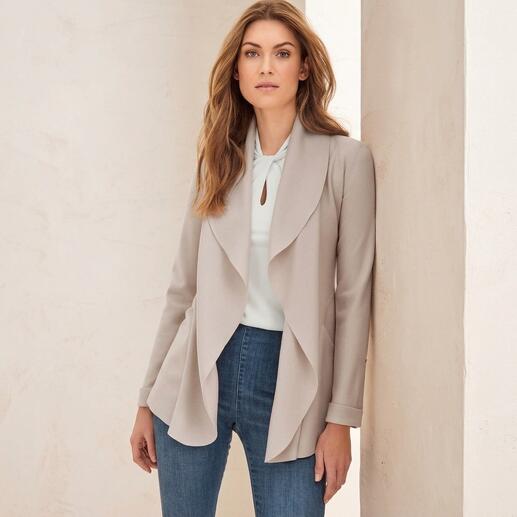 Beige Walk-Blazer mit offenem Design und Drapierung
