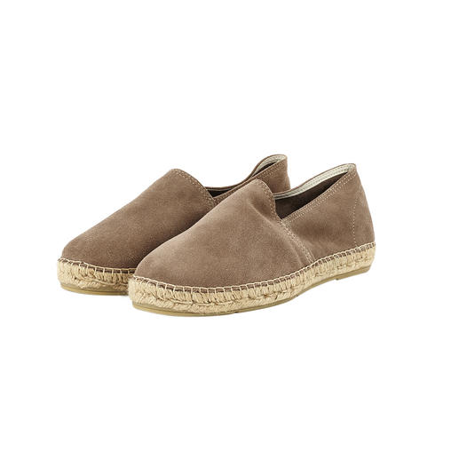 Die Edel-Espadrilles von Espadrij l'originale. Langlebiges Veloursleder statt Canvas. Handgenäht statt massengefertigt.