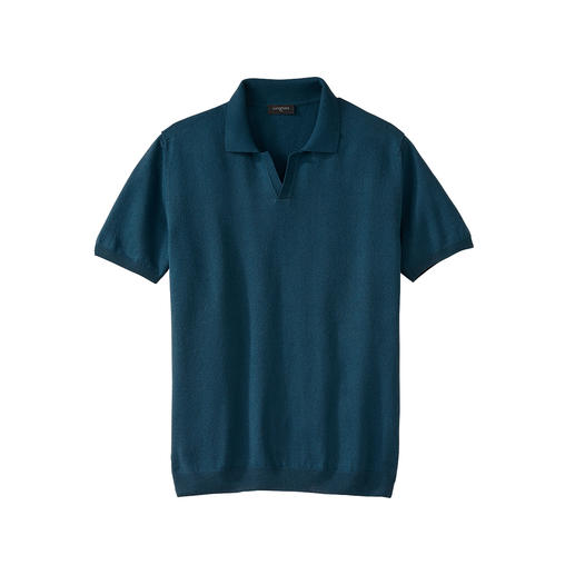 Das Poloshirt aus Paper-Cotton: 3-mal leichter als Baumwolle. Mit besten Klima-Eigenschaften, UV-Schutz und antibakterieller Wirkung. Von Junghans 1954.