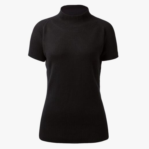 Der feminine Kurzarm-Pullover für jeden Anlass: unübertroffen weich und doch robust. Peruanische Pima-Cotton ist selten. Noch seltener werden so feine Rippen daraus gestrickt. Von Clark Ross.