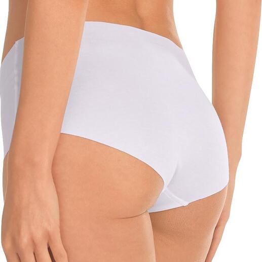 Weißer Highwaist-Slip auf einer Frau im Profil
