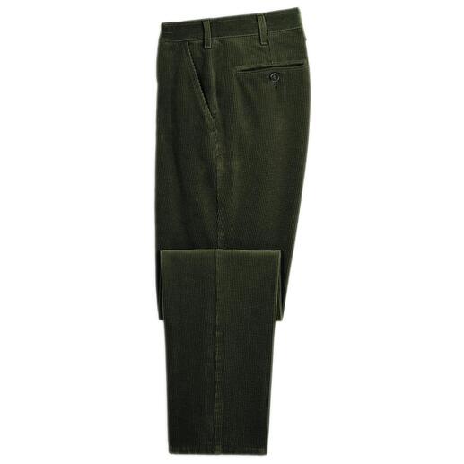 Cordhose in dunklem Oliv mit Tasche