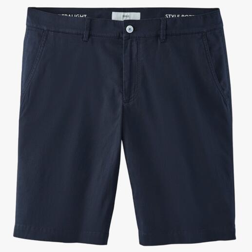 Dunkelblaue Flat-Front-Bermuda in Größe 48.