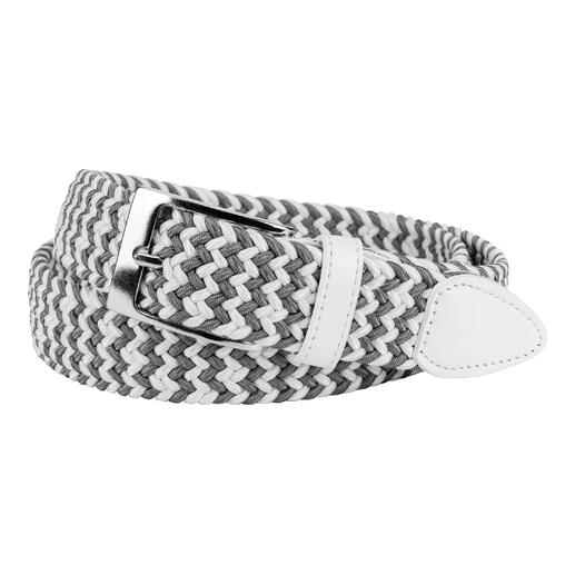 Elastischer Gürtel in Weiß/Grau mit Metallgürtel