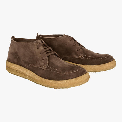 Der Chukka-Boot mit weicher Naturkautschuk-Sohle: ein zeitloser Klassiker, jetzt zeitgemäß bequem. Handmade in Italy aus toskanischem Kalbleder. Von Schuh-Spezialist Astorflex. 