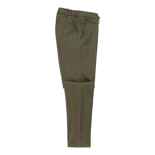 Hiltl Premium-Chino in Olivgrün, seitliche Ansicht