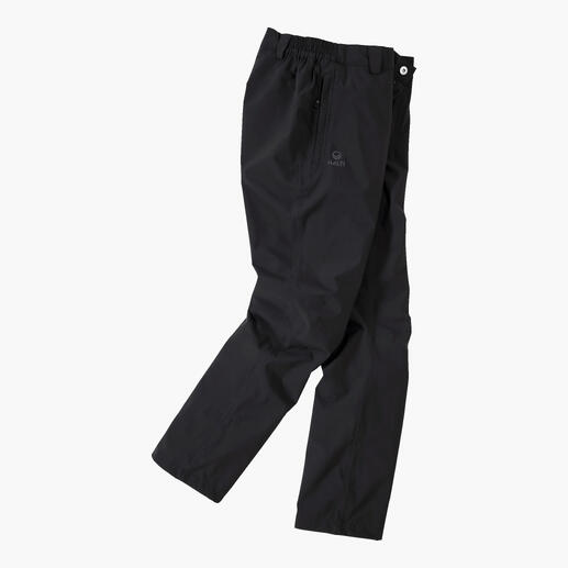 Schwarze Hardshell-Hose mit elastischem Bund.