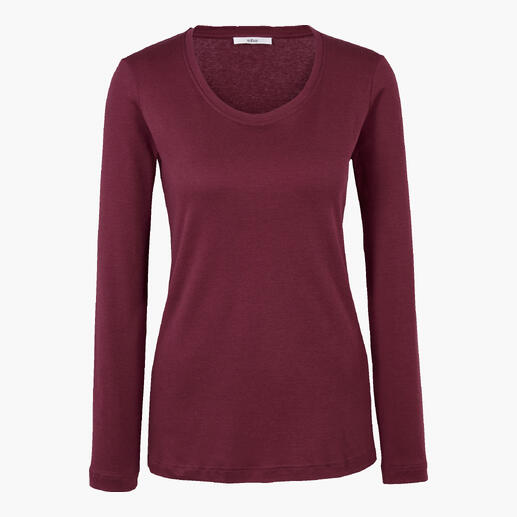 Burgunderfarbenes Jh.1954 Kaschmir-Longsleeve mit Rundhalsausschnitt