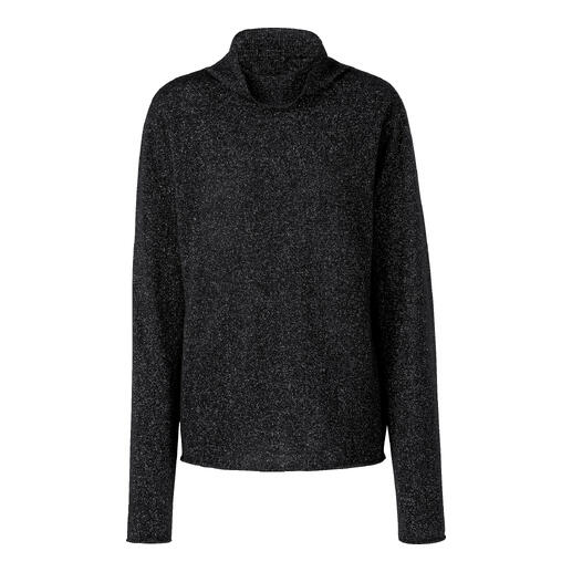 Schwarzer Glamour-Pullover für Damen, Vorderansicht.