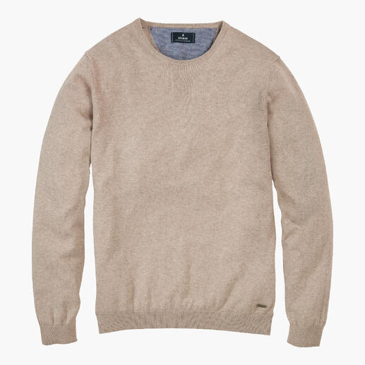 Cremefarbener Feinstrick Longsleeve mit Rundhalsausschnitt, Größe 46