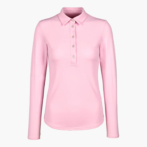 Rosafarbenes CARUBINA Winter-Poloshirt mit langen Ärmeln