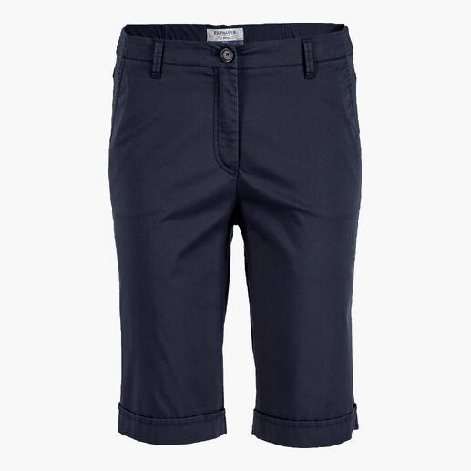 Navyfarbene Bermudashorts für Damen mit umgeschlagenem Saum