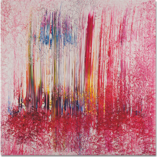 Abstraktes Kunstwerk in lebhaften Farben mit intensiven Texturen.
