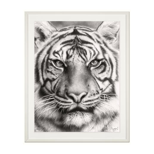 Koshi Takagi – Eyes of the tiger Fotorealistische Bleistiftzeichnung. Mit über 1 Million handgemalten Strichen. Koshi Takagis erste Edition seiner Raubkatzen-Serie. 90 Exemplare. Maße: 90 x 120 cm