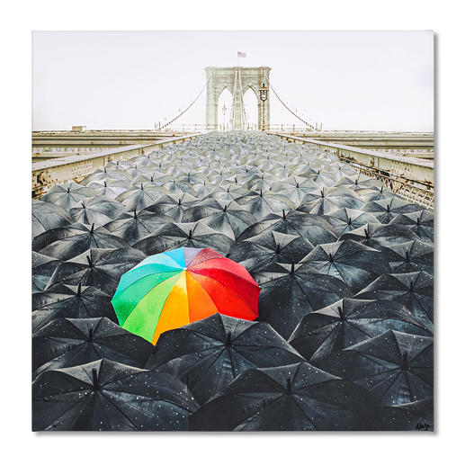 Robert Jahns – Rainbow Umbrella Robert Jahns: Einer der populärsten Instagram-Stars. 40.000 Likes! Rainbow Umbrella – jetzt als Leinwand-Edition. Exklusiv bei Pro-Idee. Maße: 100 x 100 cm