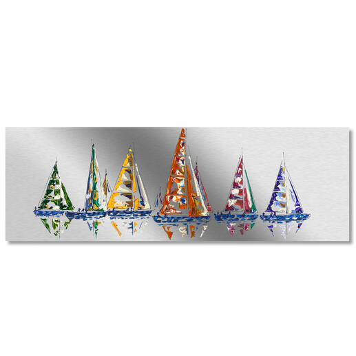Paul La Poutré – Happy Sailing Paul La Poutré: Neueste Unikatserie – 100 % von Hand auf Edelstahl gemalt. 24 Exemplare. Exklusiv bei Pro-Idee. Maße: 150 x 50 cm
