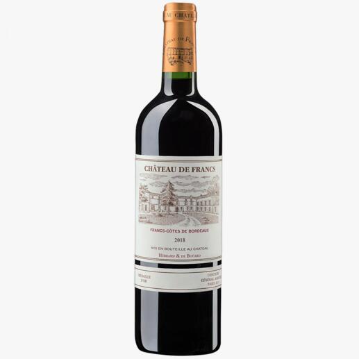 Château de Francs 2018, Francs, Bordeaux, Frankreich Der bezahlbare Bordeaux mit dem Know-how von Château Cheval Blanc.