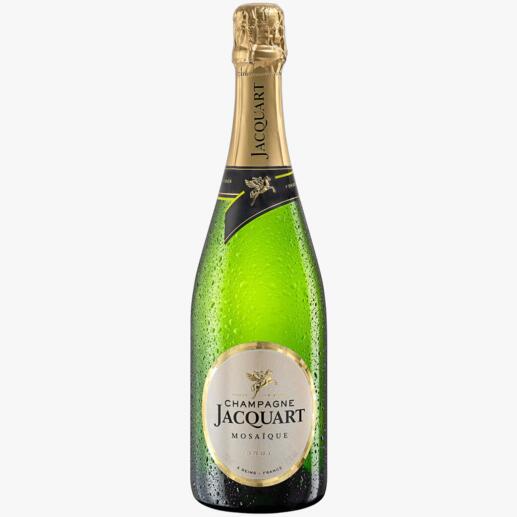 Champagne Jacquart Mosaïque Brut, Champagne AOP, Frankreich 
            Testsieger: der beste Champagner unter 81 (!) Konkurrenten. (Mundus Vini 2022)*
            *meininger.de, Mundus Vini Spring Tasting 2022, Kategorie: Champagner ohne Jahrgang.
        