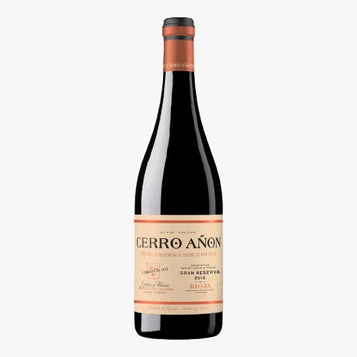 Cerro Añon Gran Reserva 2018, Bodegas Olarra, Rioja, Spanien 
            Die beste Gran Reserva. Unter 70 weltweit renommierten Konkurrenten.*
            *Decanter, Ausgabe März 2019 über den Jahrgang 2010
        