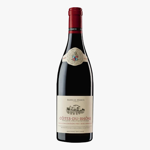 Côtes du Rhône EDITION PRO-IDEE, Perrin, Rhône, Frankreich Er macht Weine mit 100 Parker-Punkten. Und diesen Côtes du Rhône – exklusiv für die EDITION PRO-IDEE.