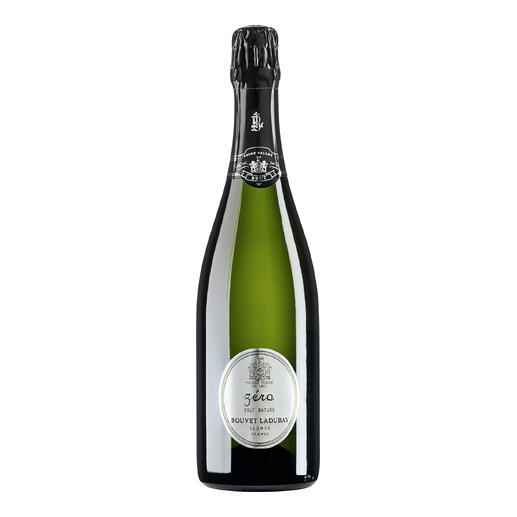 Schaumwein Bouvet Zero 2021 in schlanker dunkelgrüner Flasche.