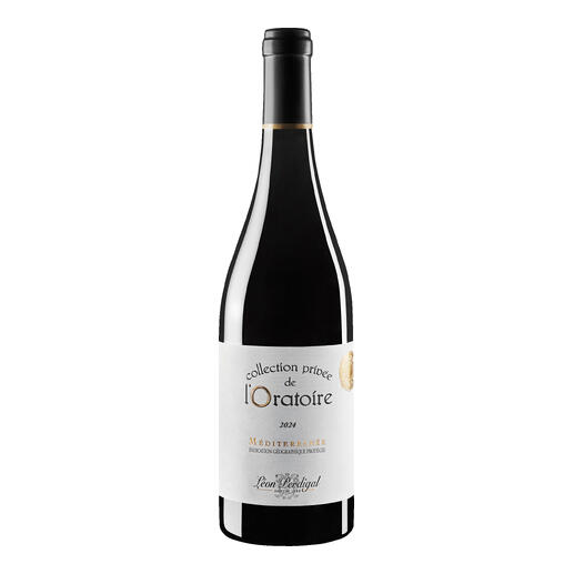Rotweinflasche Oratoire Privée Rouge 2024 mit eleganter Etikettgestaltung