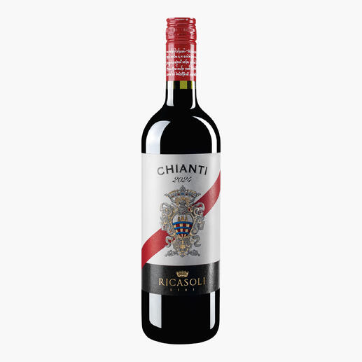 Flasche Chianti del Barone Ricasoli 2024 mit Wappenetikett.