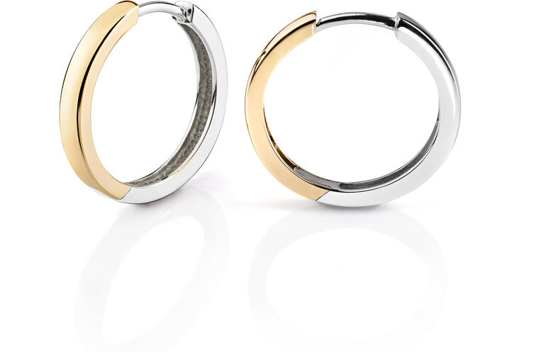 19,5 mm Bicolor-Creolen aus Silber und Gold.