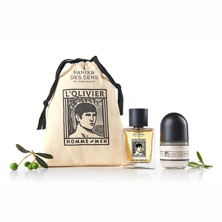 L’Olivier Geschenk-Set in einer eleganten Tasche mit Pflegeprodukten.