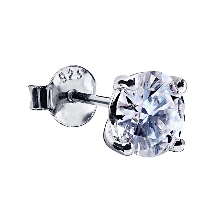 Moissanite Ohrstecker in rhodiniertem Silber
