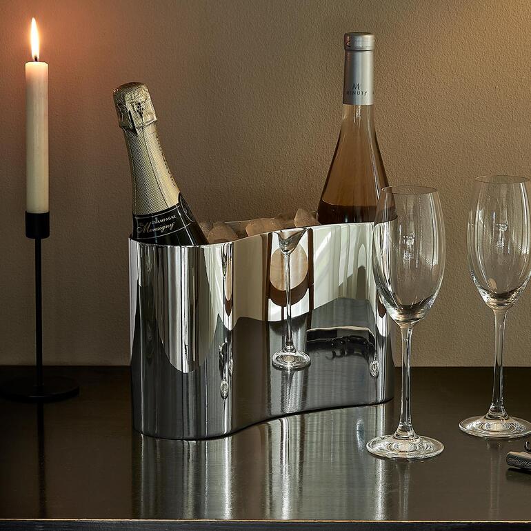 Doppel-Flaschenkühler aus Edelstahl, zwei Flaschen eingekühlt