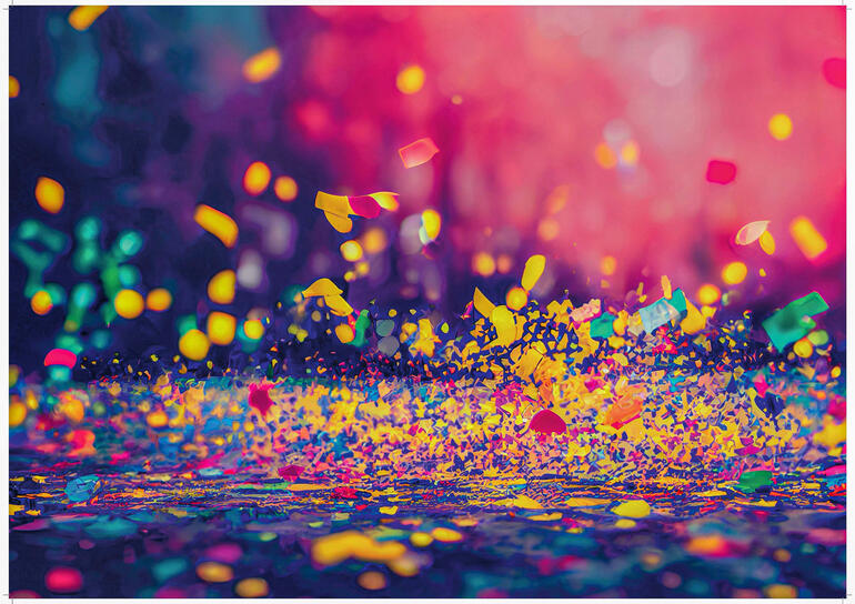 elPuzz „Party“– Puzzle mit Koordinationssystem Bunte Konfetti-Explosion auf einem festlichen Hintergrund.