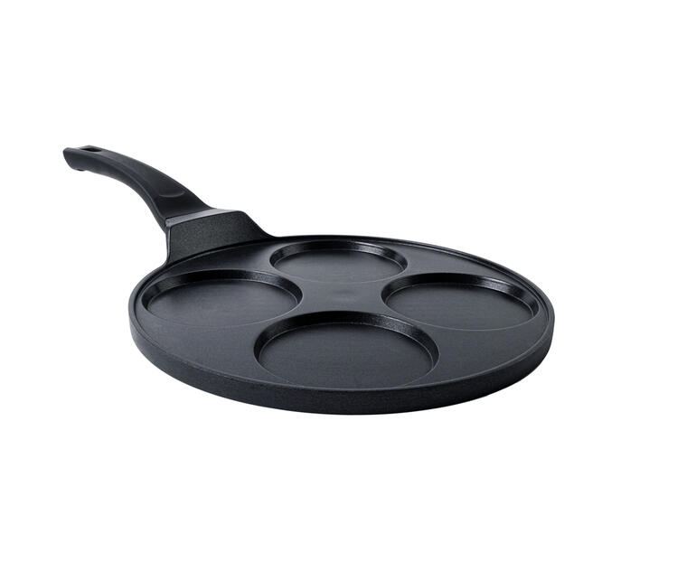 Schlichte Pancake Muldenpfanne mit drei Mulden.