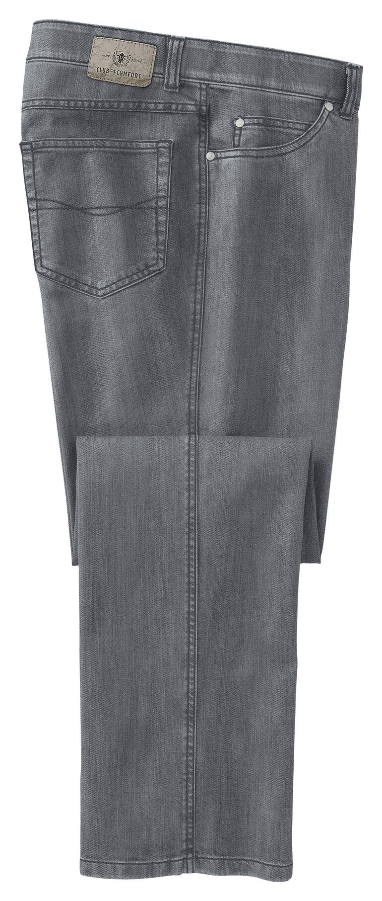 Graue T400®-Jeans, zeigt die Seitenansicht der Hose.