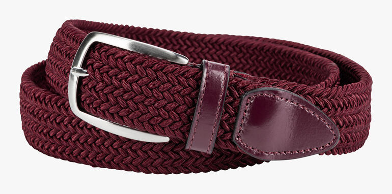 Bordeauxfarbener elastischer Gürtel für Herren.