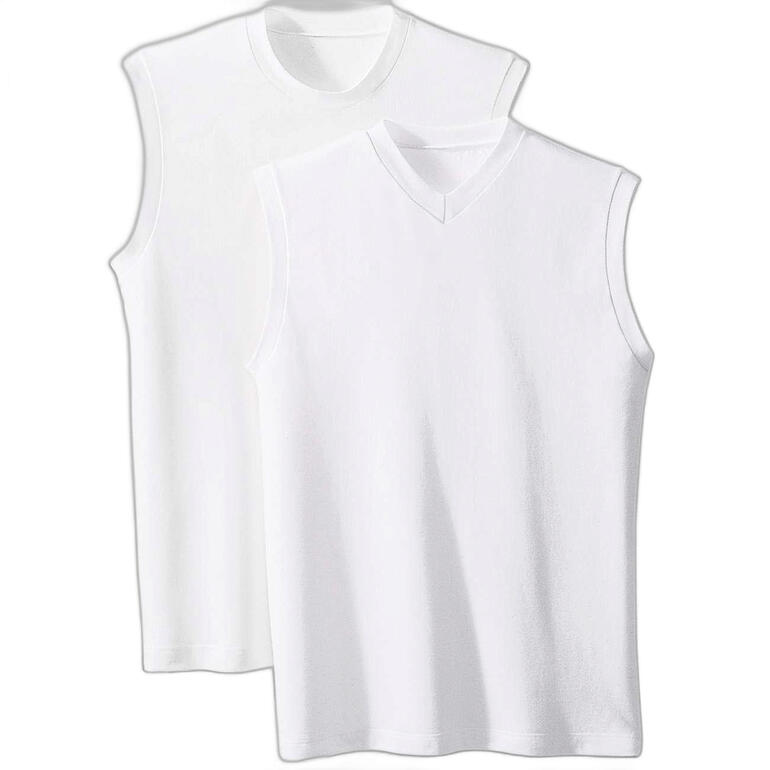 Ärmelloses Shirt - Korrekt auch unter edlen Oberhemden. Ärmelloses weißes Shirt in einfacher, schlichter Ausführung.