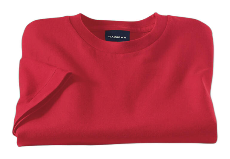 Rotes Ragman T-Shirt in Größe 44, gefaltet.