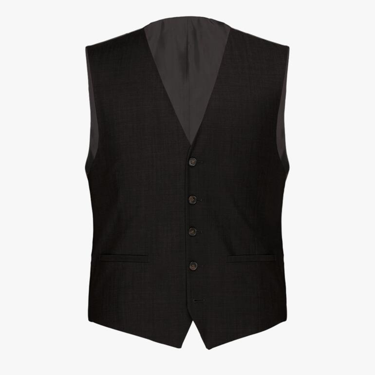 Schwarze Anzugweste des Modul-Anzugs Super-120 auf weißem Hintergrund.