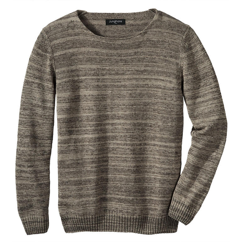 Beige gestrickter Pullover mit langen Ärmeln und Rundhalsausschnitt