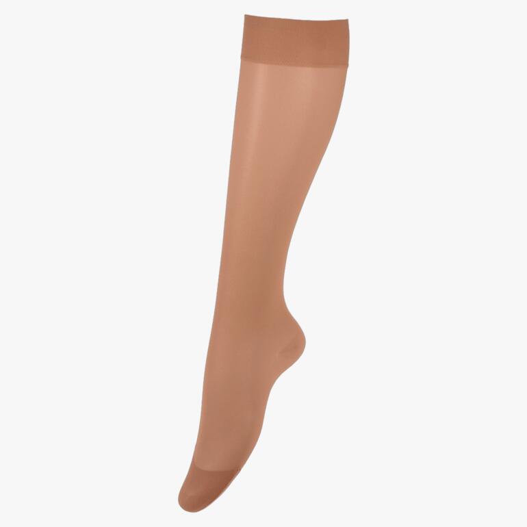Hautfarbene Kniestrumpf in leicht glänzender Optik