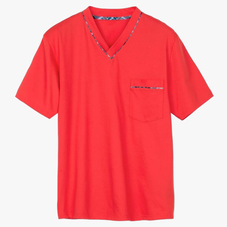 Rotes T-Shirt mit Pocket für Lieblings-Pyjama