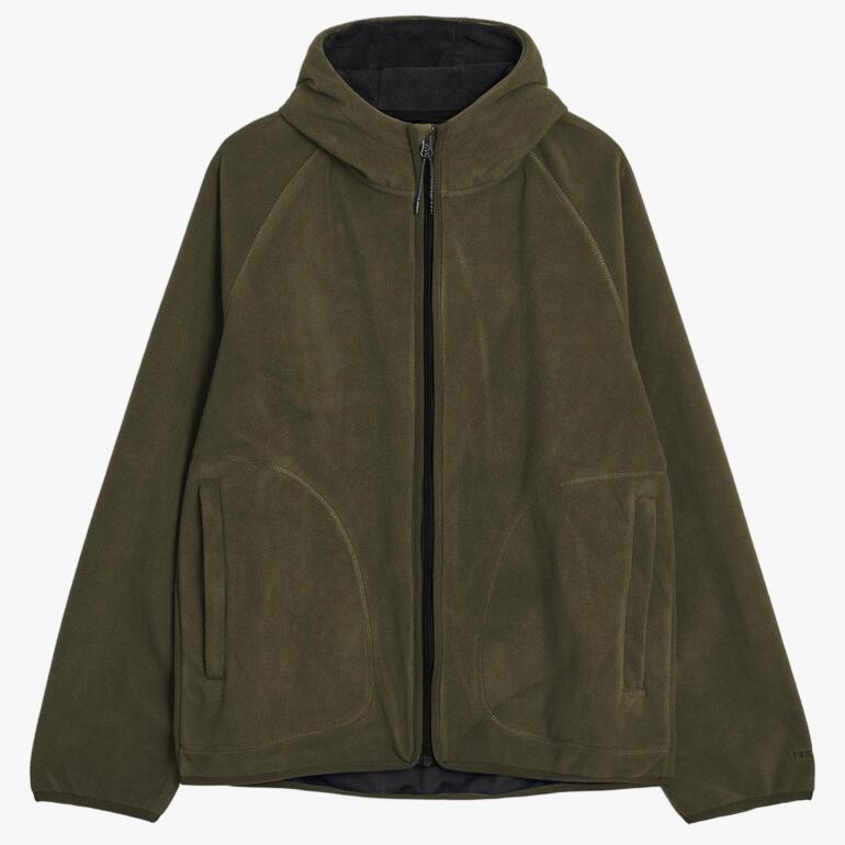 Grüne wasserdichte Fleece-Kapuzenjacke für Herren in Größe 48.