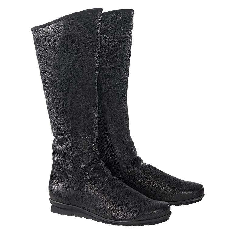 Paar arche Hirschleder-Stiefel in Schwarz, frontalansicht