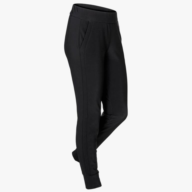 Schwarze Stehmann City-Thermo-Jogger-Pants, seitliche Sicht mit Taschen.