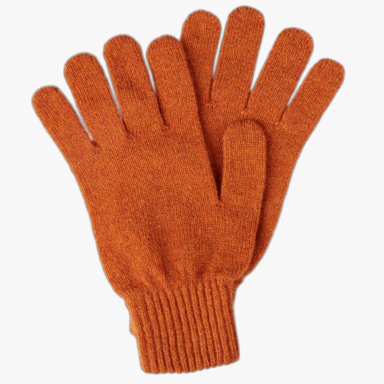 Rostfarbene Lammwollhandschuhe für Damen mit normalem Schnitt.